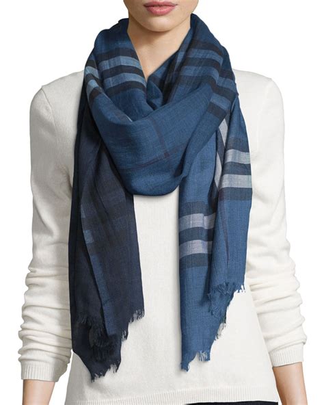 burberry ombre giant check wool silk gauze scarf|giant gauze scarf.